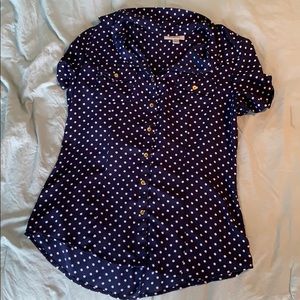 Blue and White Polkadot Blouse